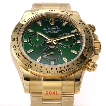 top-tier replicaRolex men's green dial gold band popular model Cosmograph Daytona mechanical watch front view