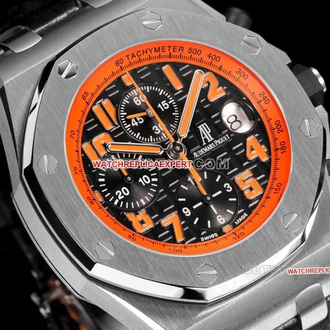 TW factory Audemars PiguetRoyal Oak offshore type 1:1super ivory black dial orange inner bezel26170front live photo