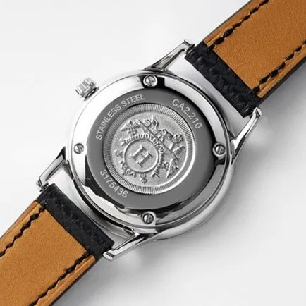 top-tier Hermès women's white dial black belt quartz watch detail shots