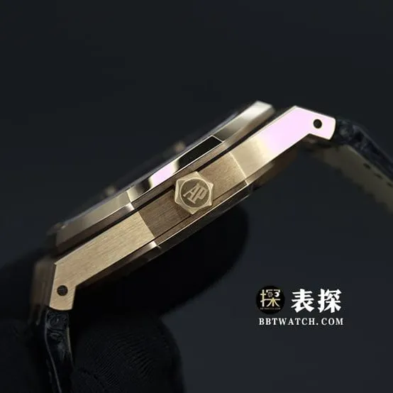APS factory Audemars PiguetRoyal Oak15500top-tier 1:1super watch men's black dialleather strap picture and price side live photo