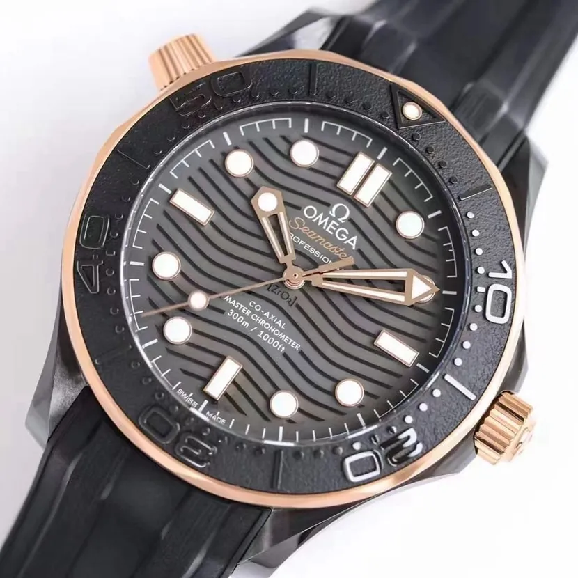 OM FactoryOmegaSeamaster300 black ceramictop-tier watch rose gold