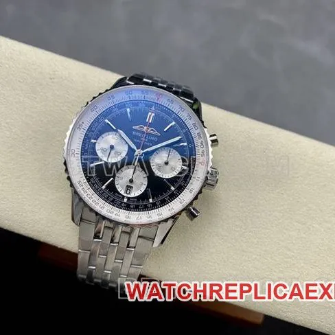 top-tier watch BreitlingBLS factory aviation chronographblack dialsteel bracelet front live photo