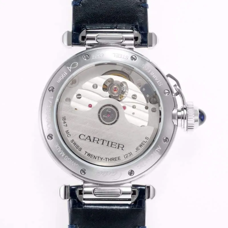 Cartiertop-tiersuper watch Pasha series ladies full automatic movement watch white face detail shots