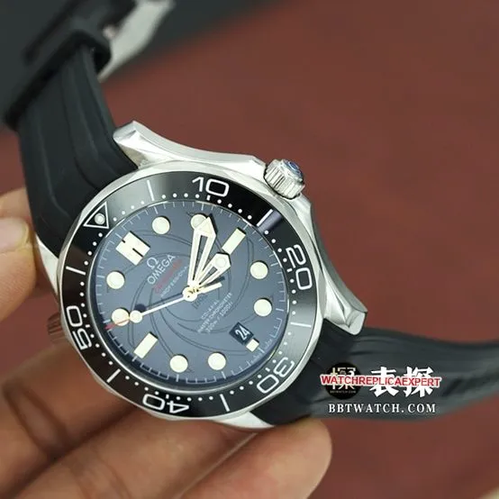top-tier watch Omega men's blue dial Seamaster series watch front live photo