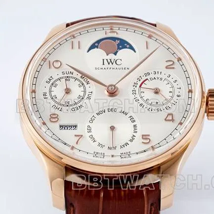 watch APS factory Portugal IWC perpetual calendar white dialrose goldfront live photo