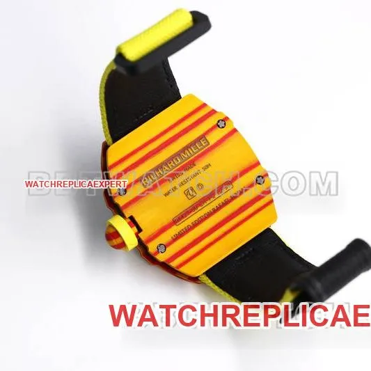 Richard Mille collectible watch BBS factory tourbillon mechanical yellow rubber braided Velcro bracelet RM27-03front live photo