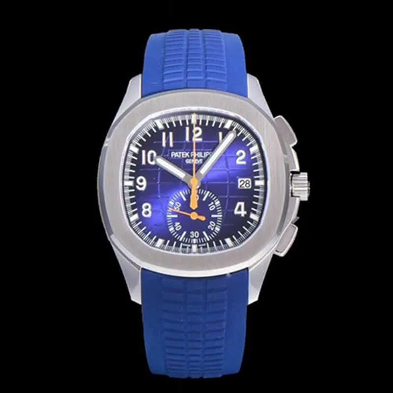 top-tier watch new Patek Philippe men's blue dial fashion grenade chronograph watch detail shots