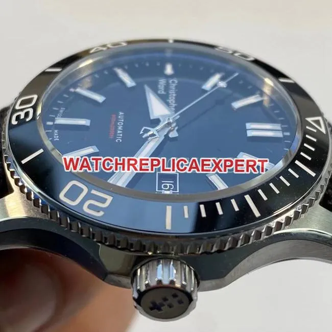 top-tier watch christopher ward black dial rubber braceletfront live photo