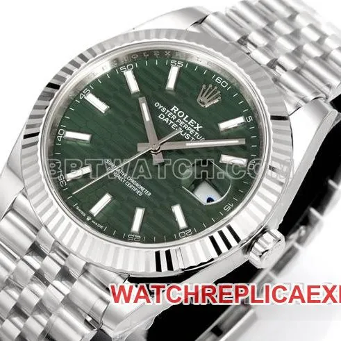collectible watch JF factory log Rolexgreen dial3235 mechanical 41mm front live photo