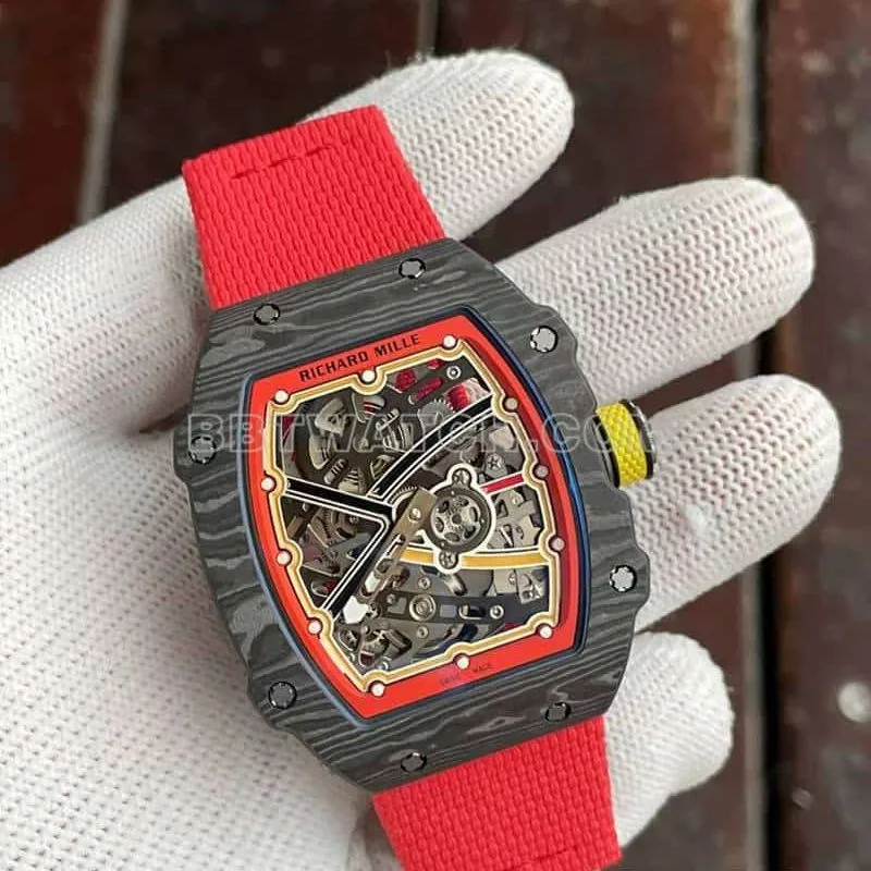 Richard Mille men's 1:1top-tier hollow plate red RM67-02front live photo