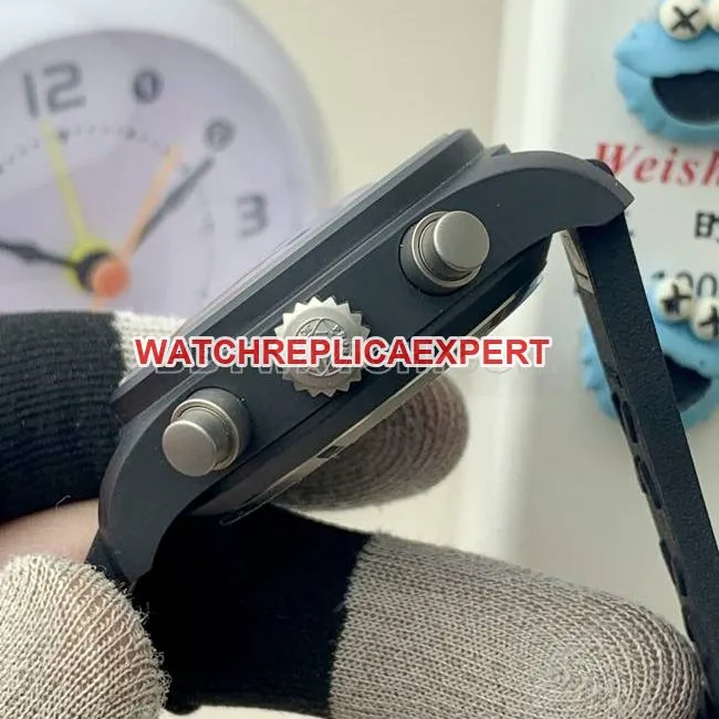 collectible watch IWCAPS factory pilot black dialchronograph black ceramic mechanical front live photo