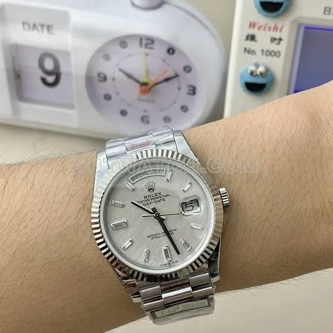 watch QF factory Rolex Day-Date silver gray plate 2836movement40mmfront live photo
