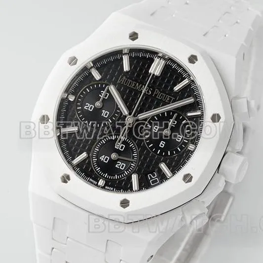 Audemars Piguet1:1replica watch APS factory Royal Oakblack dial mechanical white steel bracelet model 26240front live photo