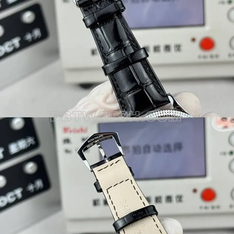 Patek Philippe collectible watch SDF factory classic silver gray plate nail pattern ring 39mmleather strap model front live photo