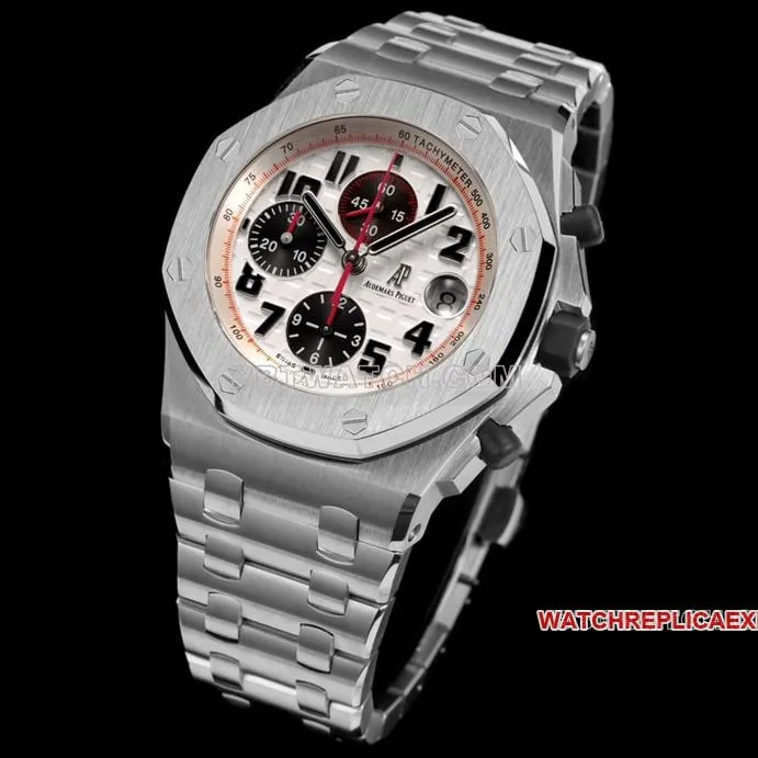 TW factory Audemars PiguetRoyal Oak offshore top-tier 1:1high-quality silver white dialsteel bracelet model 26170front live photo