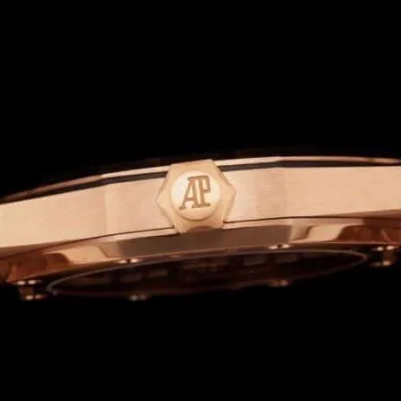 top-tier watch Audemars PiguetRoyal Oak15202rose gold plate black bottom men's watch super two-hand mechanical movement front view