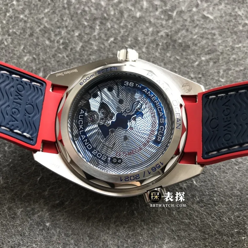VS FactoryOmegaSeamaster1:1super watch men's white dial America's Cup rubber model pictures and prices front live photo