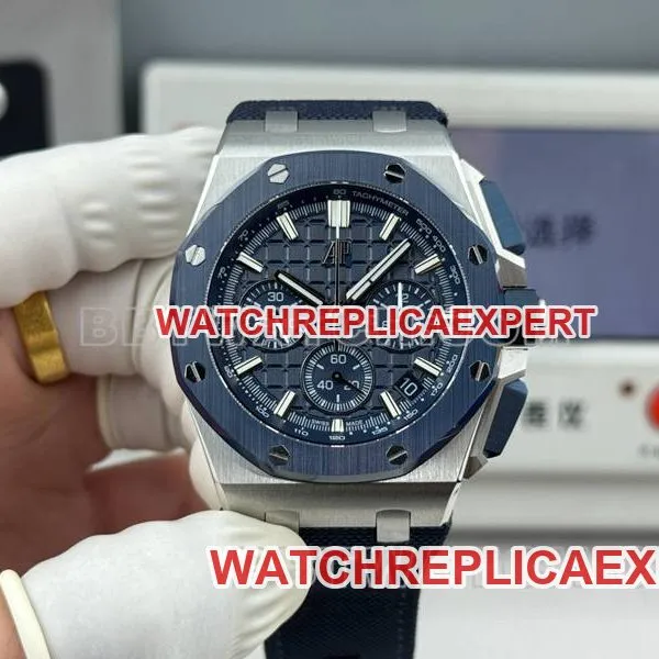 Audemars Piguet1:1replica watch LS factory Royal Oak offshore type 43MM blue dialchronograph mechanical rubber model 26420front live photo