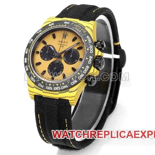 collectible watches TW factory Rolex Daytona yellow disk yellow case black nylon strap front real picture