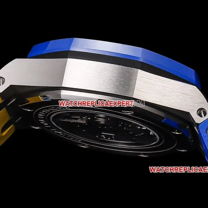 TW factory Audemars PiguetRoyal Oak offshore super cloneblue dial yellow inner bezel26400front live photo