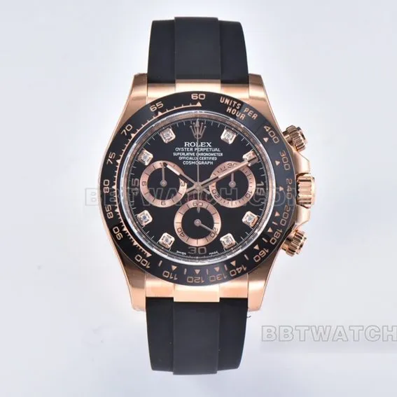 C Factory RolexDaytona1:1super clonerose gold black diamond plate m116515ln-0057front live photo