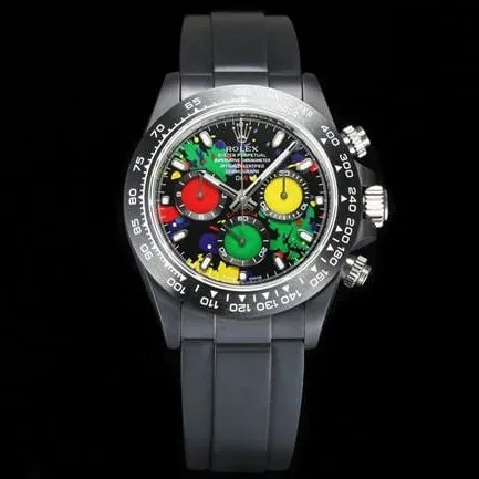 TW factory Rolextop-tier watch men's black dialrubber strap fully automatic movementdetail shots