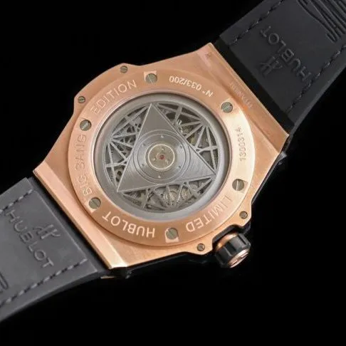 WWF factory top-tier watch Aerospace BigBang series rose gold circle diamond black bottom men's tattoo watch detail shots