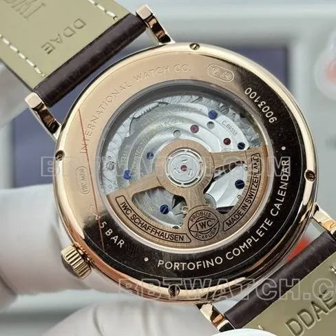 collectible watch GR factory IWC Portofino rose goldblue dialleather strap model front live photo