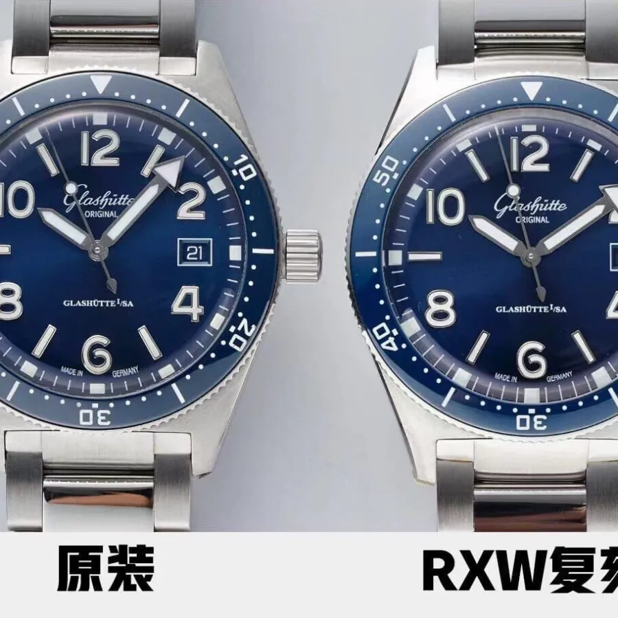RXW factory Glashütte top watch, the 1-39-11-09-81-70, real vs. fake comparison review, actual photos of the exterior.