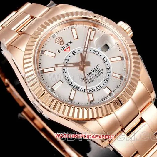 1:1replica watch AR+ factory Rolex pilot white dial mechanical rose goldfront live photo