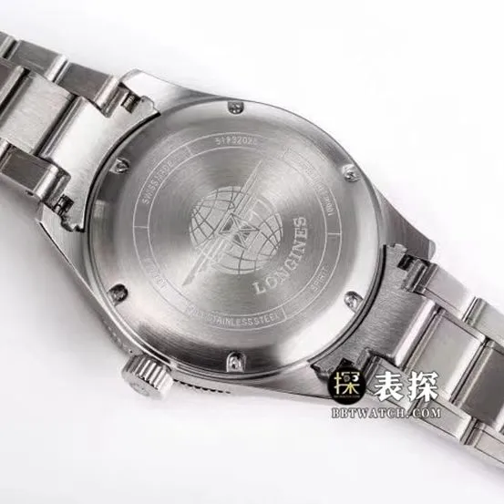 Sports Longines1:1replica watch men's black dialsteel bracelet model L3.812.4.53.6front live photo