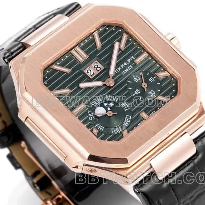 3K FactoryPatek PhilippeCUBITUStop-tier 1:1high-quality replicagreen dialrose gold5822front live photo