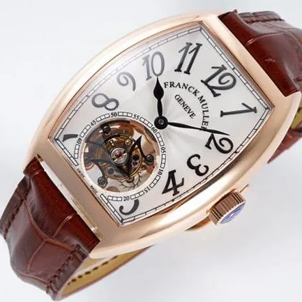 ABF factory Frank Muller top-tier watch manual winding mechanical men's white dial brown belt front view