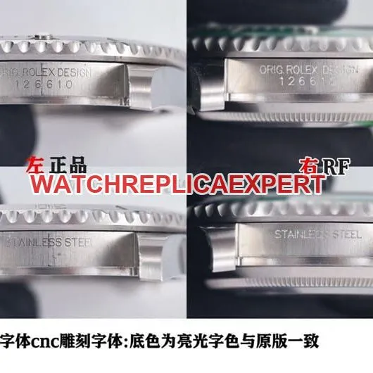 Evaluation of the differences between RFRolexSubmarinertop-tier and genuine Shocking launch bezel comparison chart