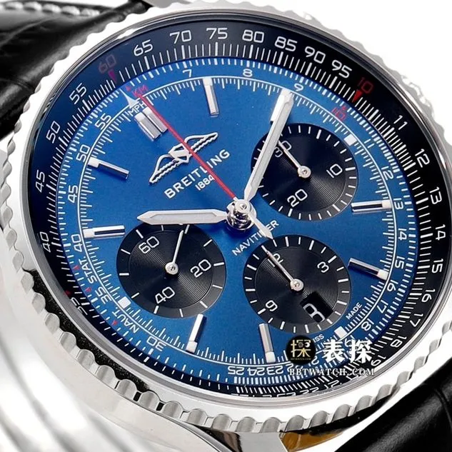 BLS Aviation Chronograph 1 Breitling collectible watches Men's Blue Plate Belt Model AB0139241C1P1 Front Actual Picture