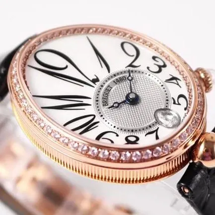 ZF Factorytop-tier watch Breguet ladies white dial black belt Queen of Naples series leather strap watch front view