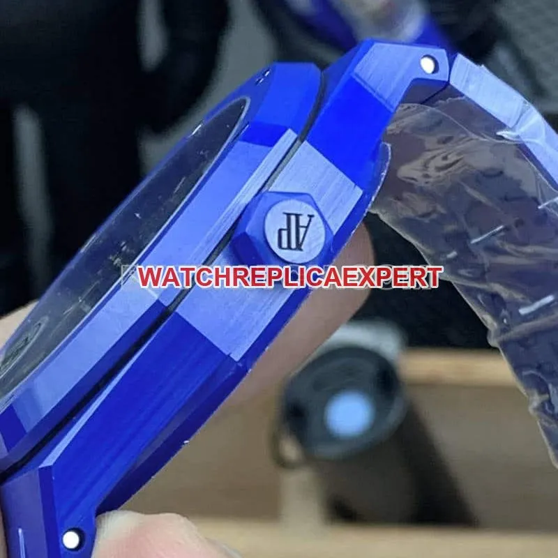 APS factory Audemars PiguetRoyal Oaktop-tier 1:1high-quality starry sky disk blue ceramic15500caseback live photo