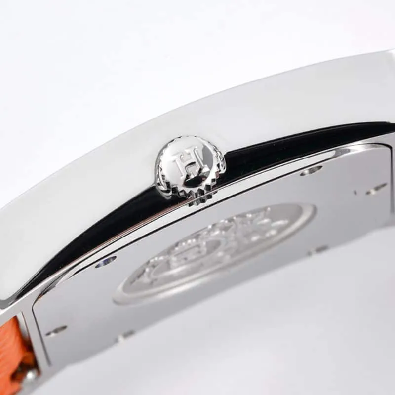 top-tierhigh-quality Hermès ladies' watchHeureH series quartz square fashion watch khaki braceletwhite dialdetail shots