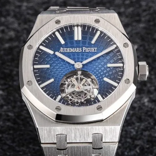 Dachang high-quality replicaR8 factory 2022 Audemars Piguetblue dialRoyal Oak self-winding tourbillon men's watch front view
