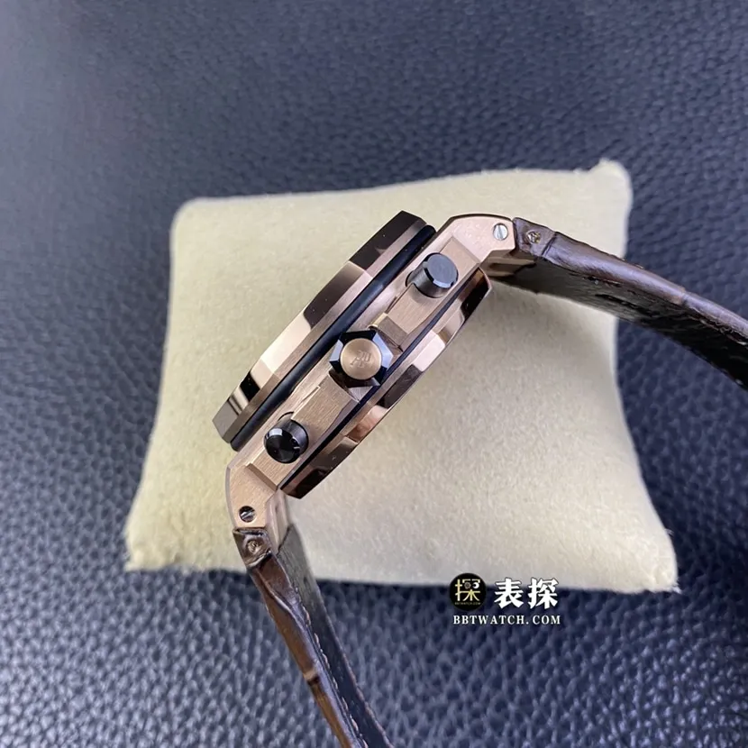 APF factory Audemars PiguetRoyal Oak offshore type 26470 top-tier watch men's coffee panda plate leather strap model pictures and prices front live photo